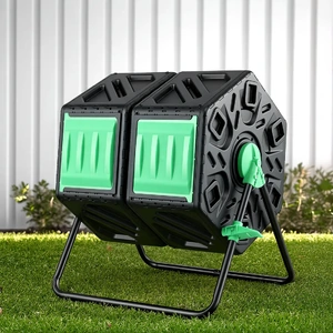 Compost Bin Dual-Chamber Composter Tumbler Rotating Garden Recycle Food Waste