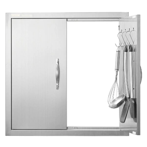 VEVOR BBQ Access Door, Double Outdoor Kitchen Door, Stainless Steel Flush Mount Door, Double Wall Vertical Door with Handles and Hooks
