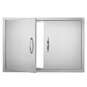 VEVOR BBQ Access Door, Double Outdoor Kitchen Door, Stainless Steel Flush Mount Door, Wall Vertical Door with Handles, for BBQ Island, Gril