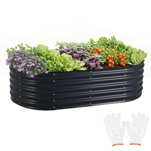 Oval Raised Garden Bed Galvanised Steel Planter