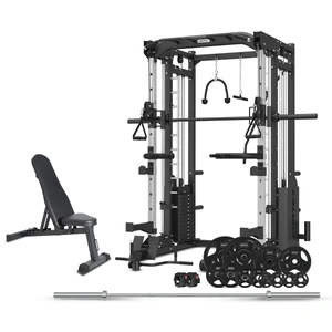 SM 25 6 1 Power Rack Smith & Cable Machine + BN6 Bench + Olympic Weight Plate & Barbell Package