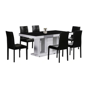 Dining Suite Dining Table & 6X Chairs Rectangular Shape High Glossy MDF Wooden Base Combination &
