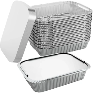 144x Aluminium Disposable Foil Food Container Trays Pans w Lids Covers Bulk