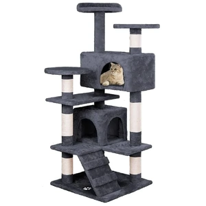 CARLA HOME Cat Tree Tower Indoor Cats Plush Perches Dual Condos Sisal Scratching Posts & Ramp Kittens & Adult Cats