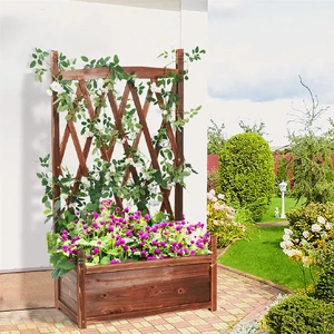 Elevated Wooden Planter Box Trellis