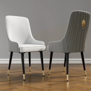 High End Dining Chairs Set 2 Faux Leather Upholstered Kitchen Chairs Lion Head
