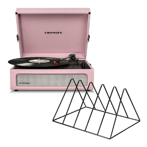 Crosley Voyager Bluetooth Portable Turntable + Gadhouse Vinyl Rack Bundle Black