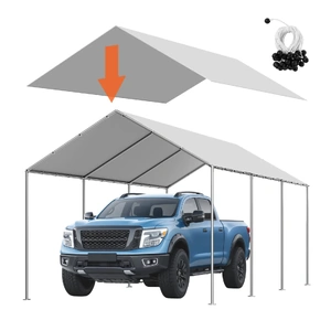 Carport Replacement Canopy Potable Garage Tent Top Tarp UV Resistant & Waterproof Car Shelter