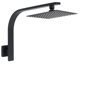 Matt Square Thin Rain Shower Head Gooseneck Wall Arm Watermark