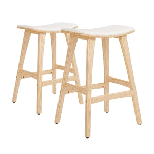 Wooden Bar Stool Padded Fabric Dining Chair KANSO