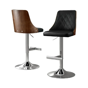 Bar Stool Wood Swivel Adjustable Kitchen Counter Stool Leather
