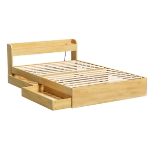 Artiss Bed Frame with Charging Ports and 2 Drawers AURA