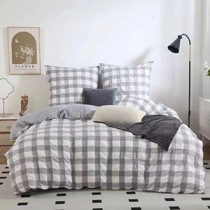 Rylee Grey Check Seersucker Quilt Cover Set