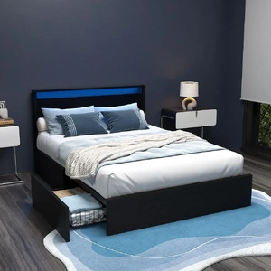 Artiss Bed Frame LED with 4 Drawers DUNN