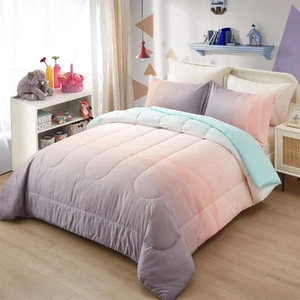 Girls Comforter Set,, Ombre Rainbow 3-Piece Bedding Collection