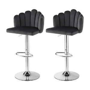 Bar Stool Kitchen Dining Counter Gaslift Chair Adjustable Velvet