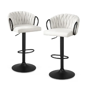 Bar Stool Kitchen Dining Chair Counter Gaslift Woven Velvet