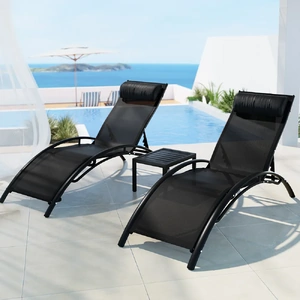 Sun Lounge Outdoor Lounger Steel Table Chairs Patio Furniture Garden