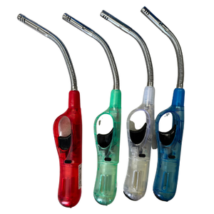 Clear Flexible Gas Lighter for BBQ Kitchen Cigarette w/ Safety Lock - Assorted Colours