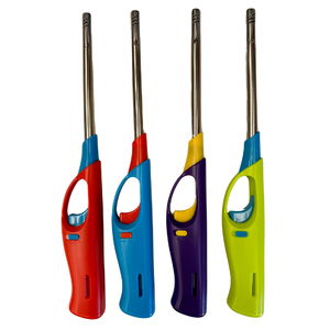 Long Gas Lighter for BBQ Kitchen Cigarette w/ Safety Lock - Assorted Colours