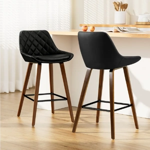 Bar Stools PU Seat Wooden