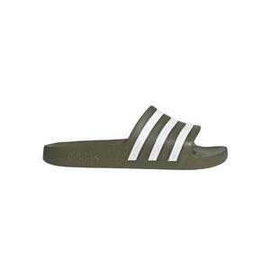 Green Adidas Slides with Signature Stripes