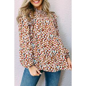 Azura Exchange Abstract Print Bubble Sleeves Loose Blouse