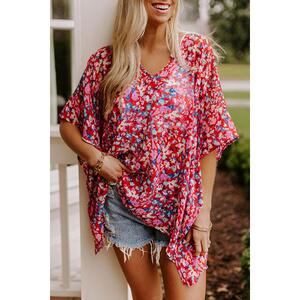 Azura Exchange Abstract Floral Print Oversize Tunic Top