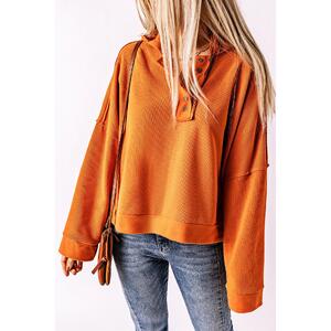 Azura Exchange Buttoned Hoodie with Patchwork Trim