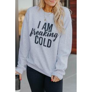 Azura Exchange Breaking COLD Letter Print Sweatshirt