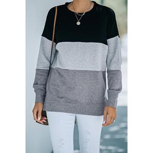 Azura Exchange Black Contrast Stitching Sweatshirt with Slits