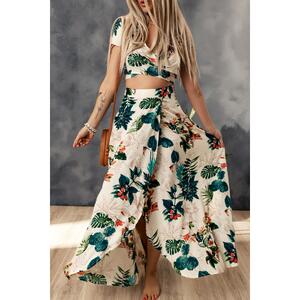 Azura Exchange Tropical Print Crop Top and Maxi Skirt Set
