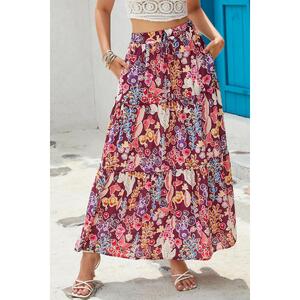 Azura Exchange Boho Floral Print High Waist Maxi Skirt