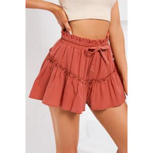 Azura Exchange Belted Frill Trim Casual Shorts