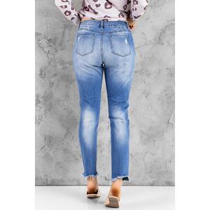 Azura Exchange Button Front Frayed Ankle Skinny Jeans