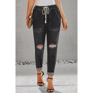 Azura Exchange Distressed Denim Jogger with Pocket Detail