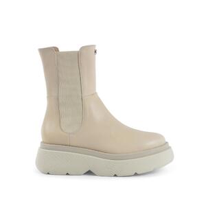 Paneled Leather Platform Ankle Boots