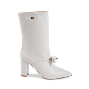 Pointed Toe Bow Boot with Gold Logo Detail