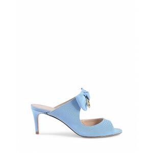 Blue Bow Mule with Low Heel