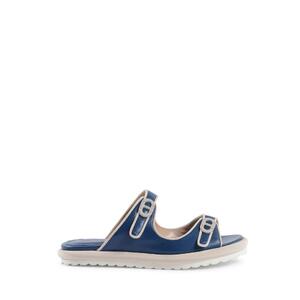Leather Double Strap Flat Sandal