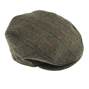 DENTS Abraham Moon Tweed Flat Cap Wool Ivy Hat Driving Cabbie Quilted 1-3038 - Olivearge