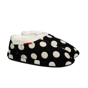 ARCHLINE Orthotic Slippers CLOSED Arch Scuffs Pain Moccasins Relief - Black/White Polka Dots