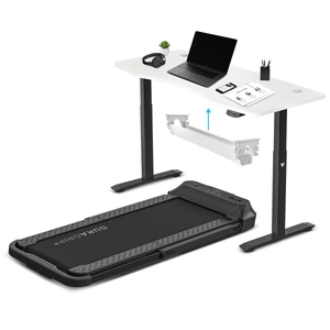 V - FOLD Treadmill with ErgoDesk Automatic Standing Desk in Black with Cable Management