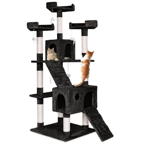 CARLA HOME 180cm Cat Tree Tower for Indoor Cats with Dual Condos, Plush Perches, Sisal Scratching Posts & Ramps for Kittens & Adult Cats