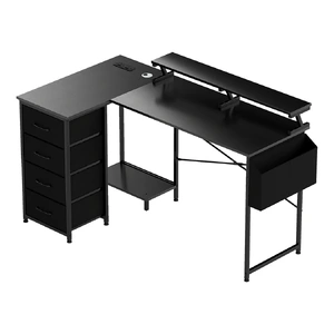 L Shaped Gaming Desk with Storage Drawers