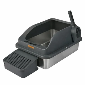 Stainless Steel Cat Litter Box Big Cats Kitten High Sided Easy Clean