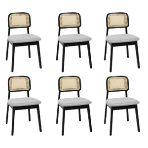 Dining Chair Wood Rattan Armless x6