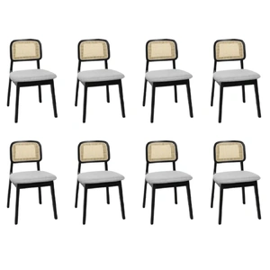 Dining Chair Wood Rattan Armless x8