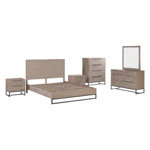 Bedroom Suite made in Solid Wood Acacia Veneered Size Oak Bed, Bedside Table, Tallboy & Dresser