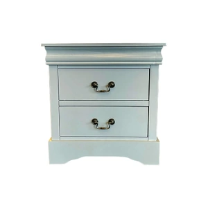 Bedside Table with 2 Drawers Night Stand Solid Wood Metal Handles